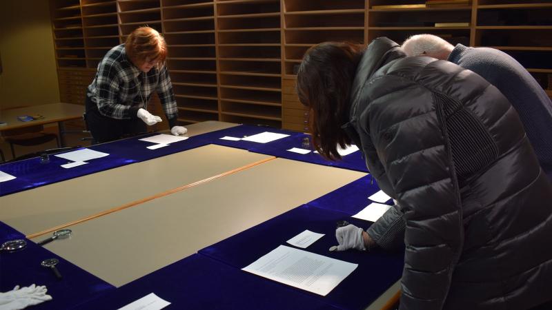 Museum Studies hero image of students preparing museum exhibits