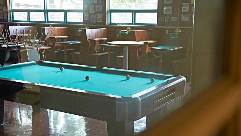 Pool table in the viking room