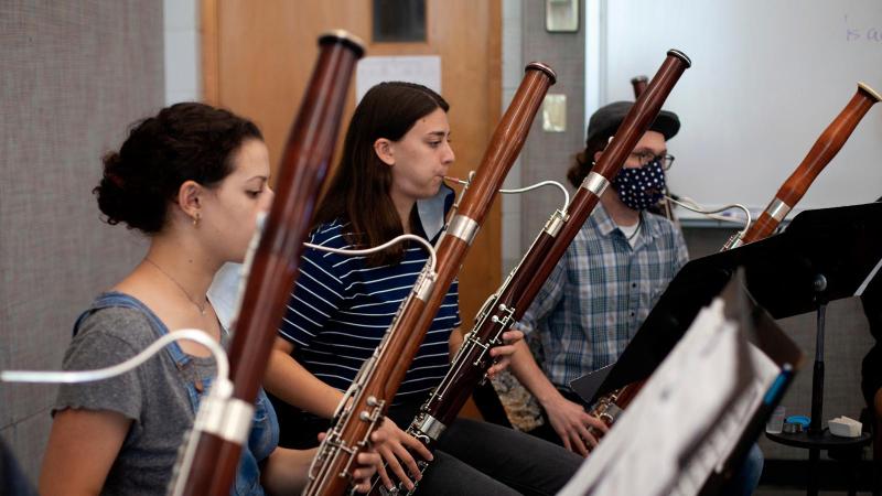 Students practicing bassoon