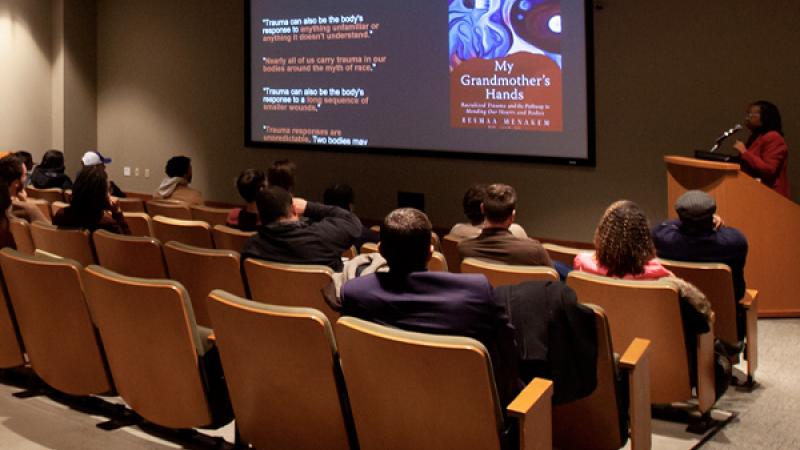 MLK event on Racialized Trauma in Warch Campus Center Cinema