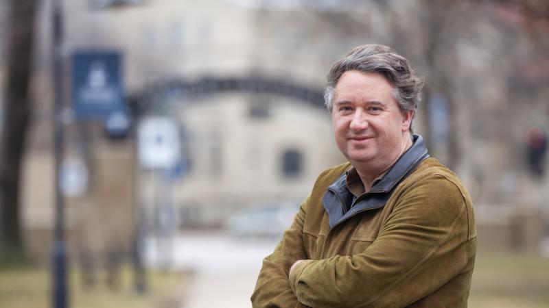 Martyn Smith poses for a photo on Main Hall Green.