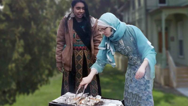 Students grilling food