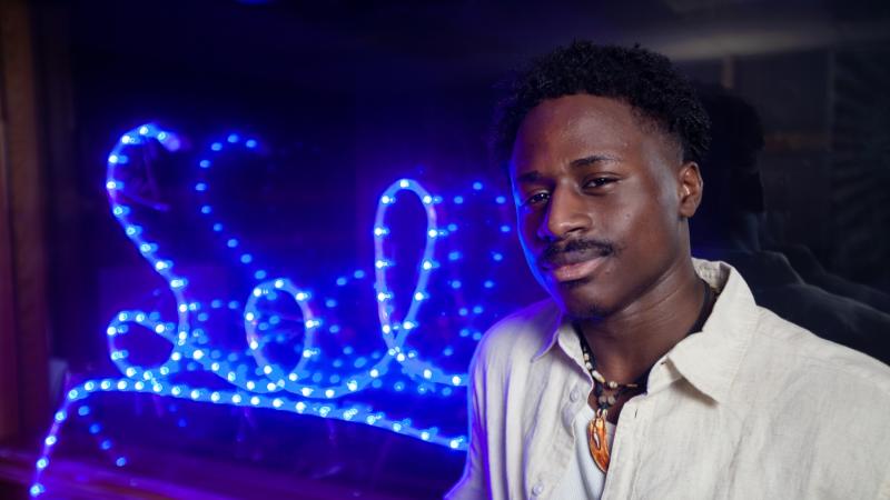 Tomi Oladunjoye poses for a photo in Sol Studios.