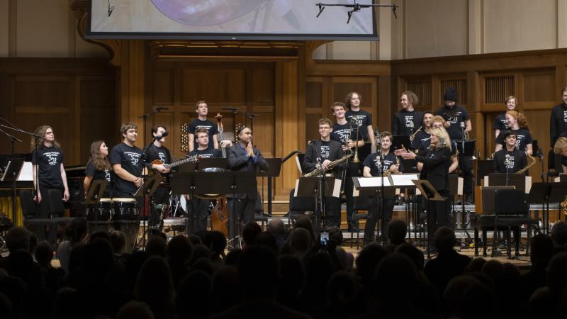 Lawrence students perform with Liam Teague at the 2022 Jazz Celebration Weekend.