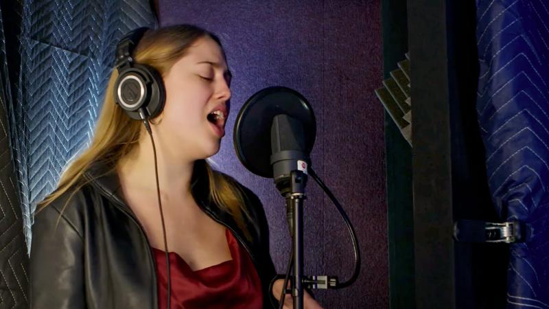 Kate Stevenson recording vocals at SOL Studios