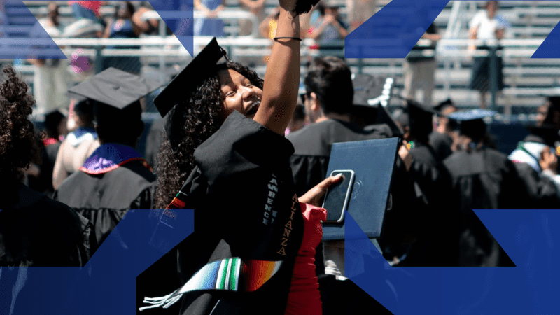 Student celebrating at commencement