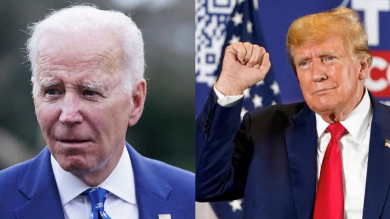 a photo of Joe Biden on the left and Donald Trump on the right
