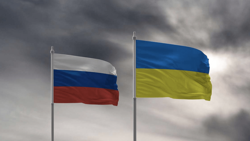 Russian and Ukranian flags