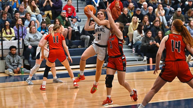 Women's Basketball game action versus Ripon College