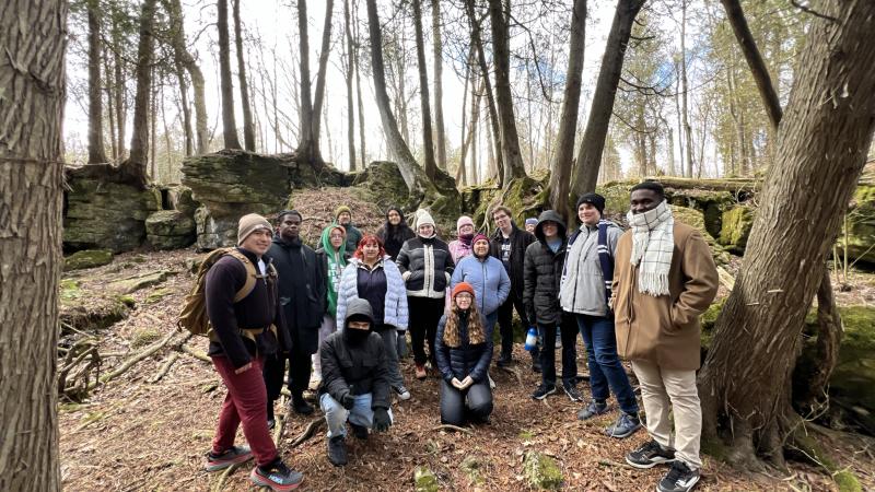 Students in the woods