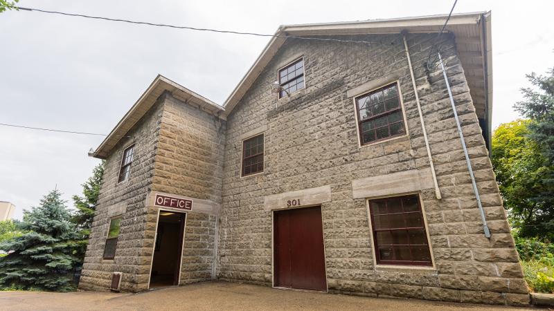 Exterior view of the Courtney Woolen Mill building.