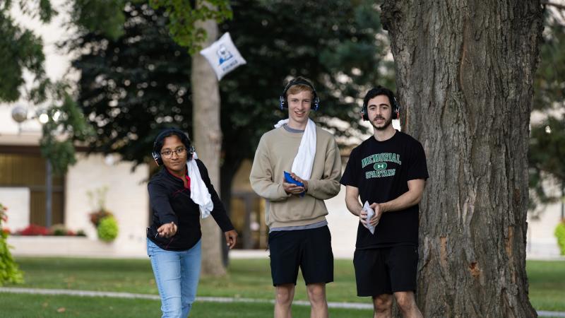 Students play games on Main Hall Green during Blu's Bash during the 2023 Blu's Bash.