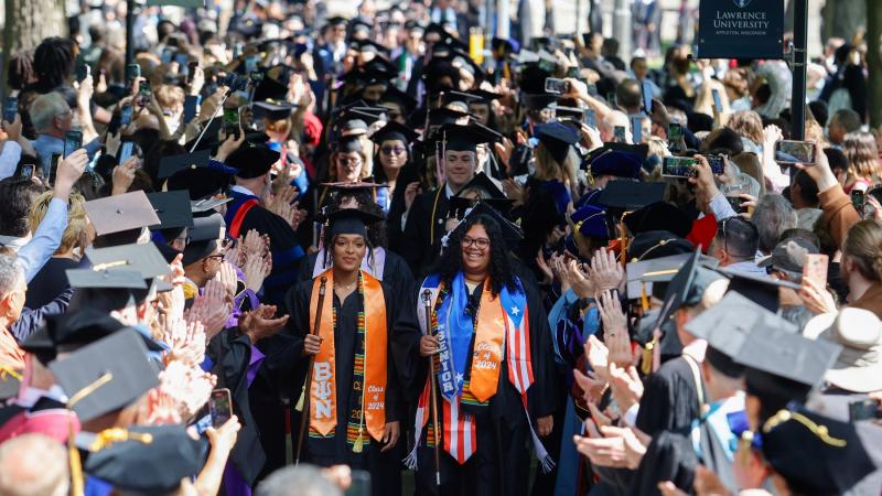 Graduates are welcomed at Commencement 2024 on Main Hall Green.