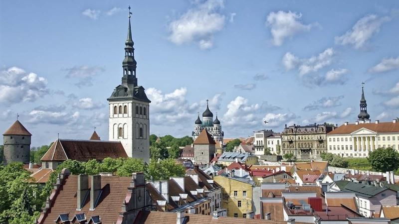 Ariel shot of Tallinn, Estonia