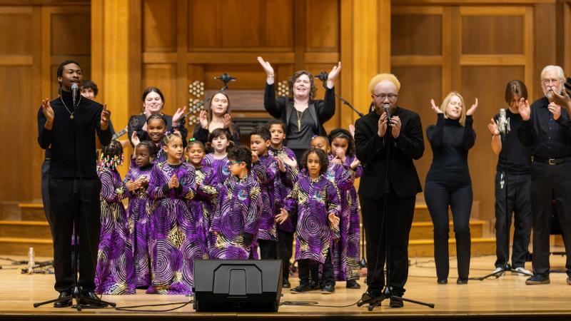 The MLK community choir performs "Lean on Me."