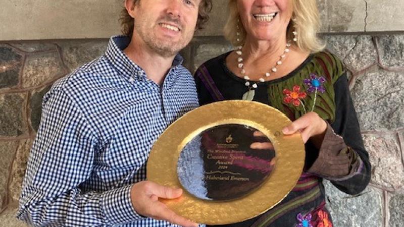 2024 Winifred Boynton Creative Spirit awardee Anne Haberland Emerson with Björklunden Director Tom McKenzie