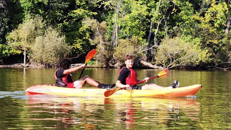 Students kayaking on the Fox River.