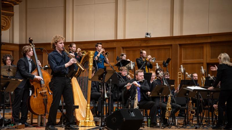 The Lawrence University Jazz Ensemble performs under the direction of Patty Darling.
