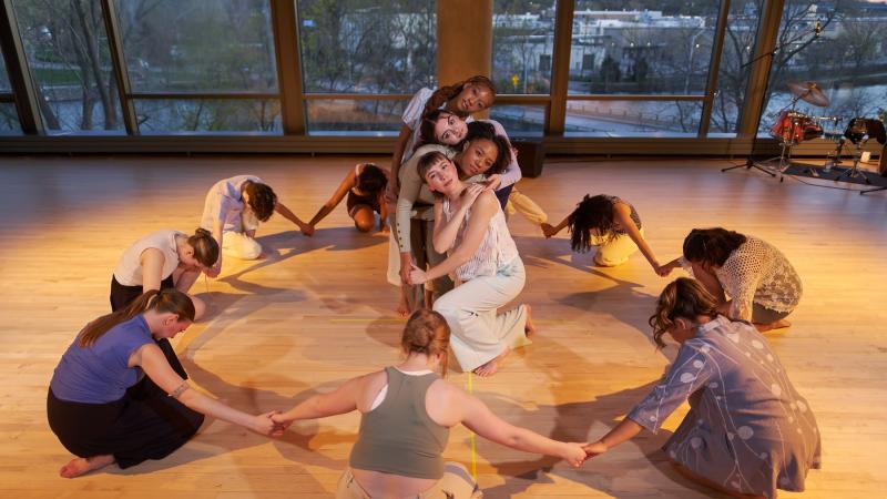 Lawrence students present a dress rehearsal of "Gather Together," a dance performance presented during Spring Term. 