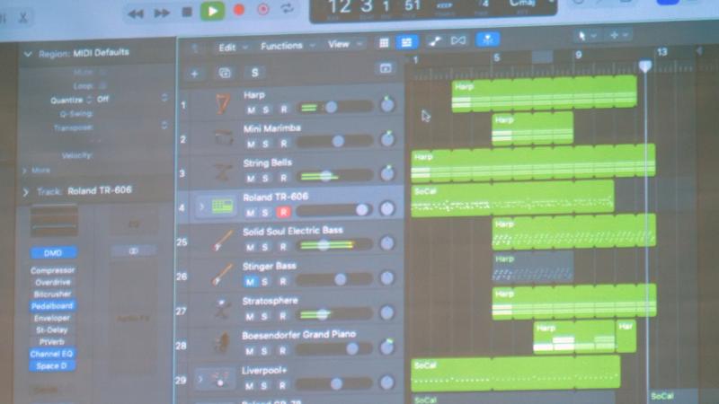 Screen display of a multitrack Logic session.