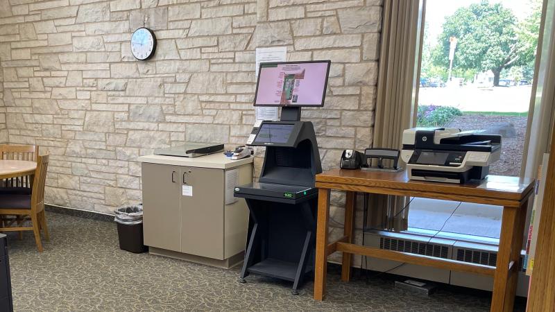 Book scanner and flat bed scanner on the first floor of the library.