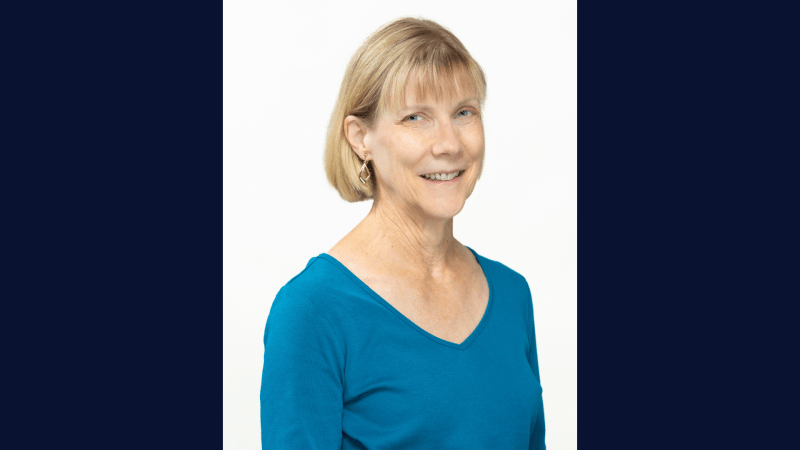 A person in a blue shirt