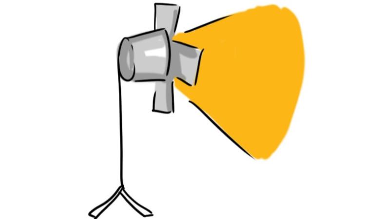 illustration of theatrical light turned on and casting a glow