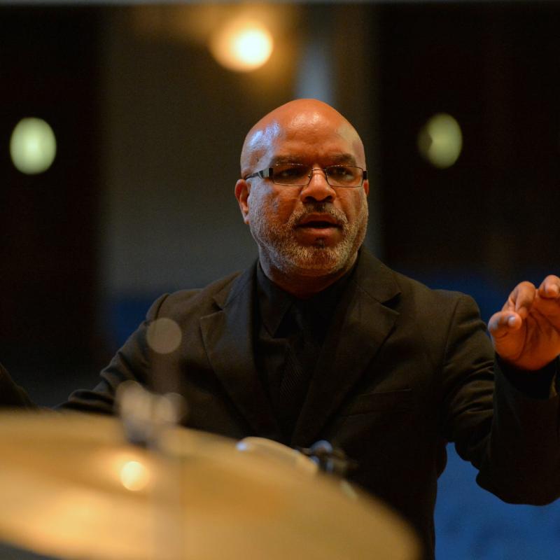 Jose Encarnacion directing the LU Jazz Band