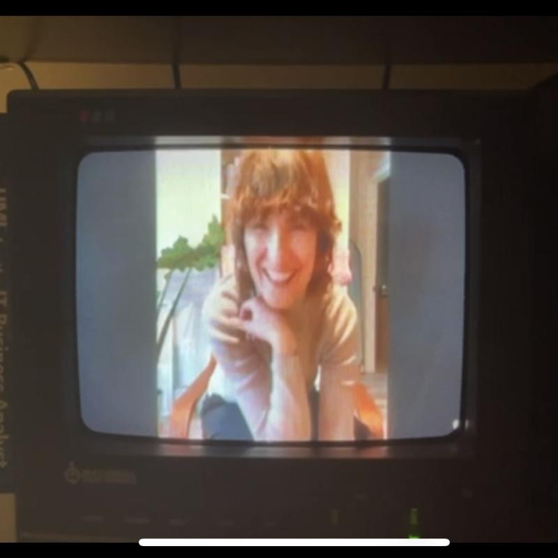 Kate Rennebohm seen on a CRT TV monitor