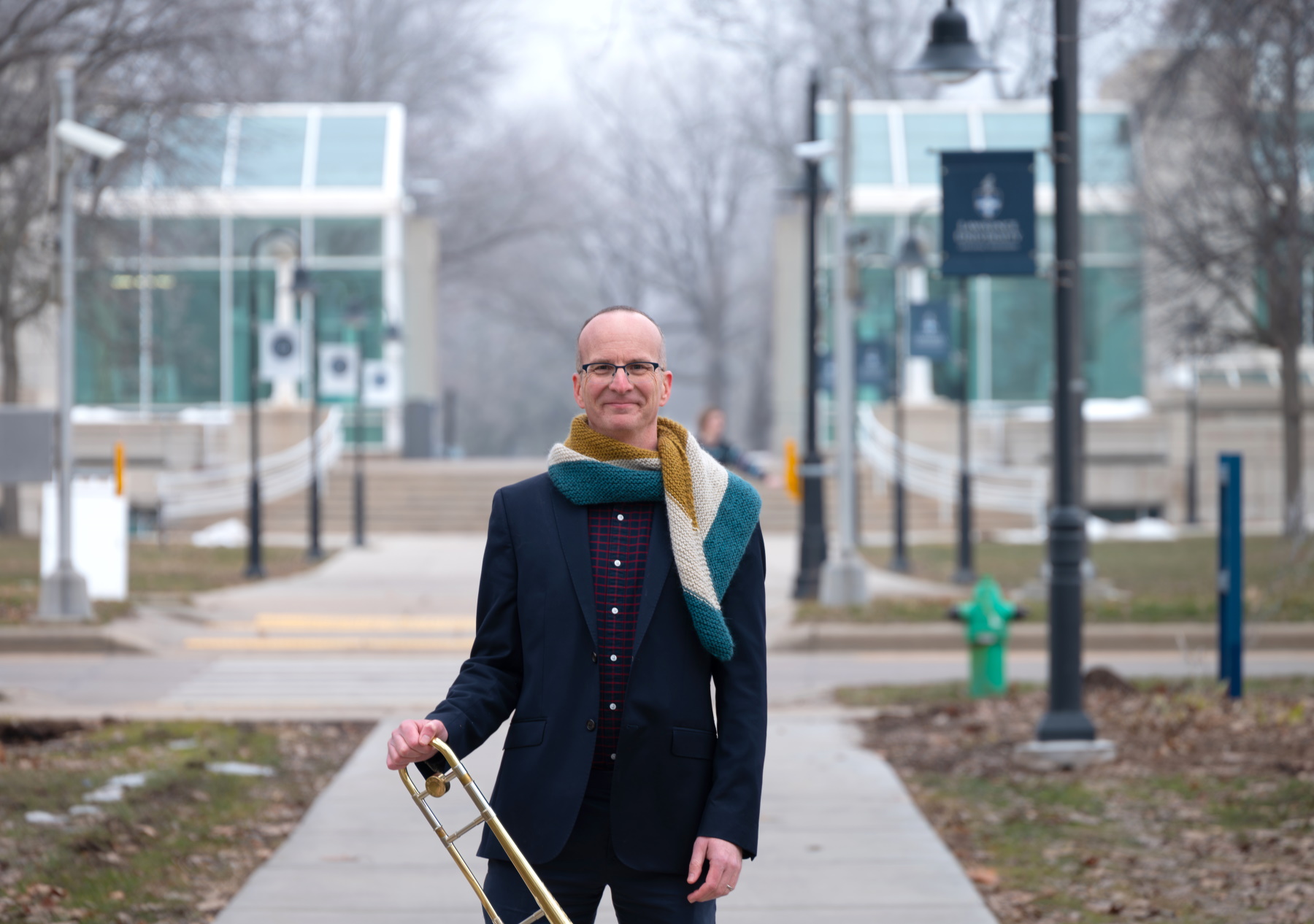 On Main Hall Green With … Tim Albright: Skilled in trombones and knitting needles